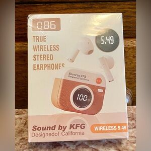 Q86 True Wireless Stereo Earphones - Pink/White; Sealed in box; New.